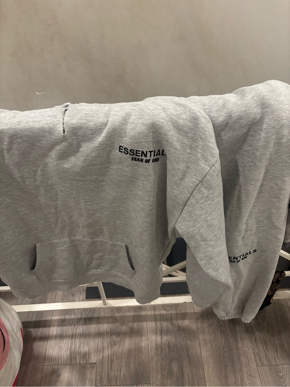 Essentials Men's Light Grey Crewneck Sweatshirt with Chest Logo